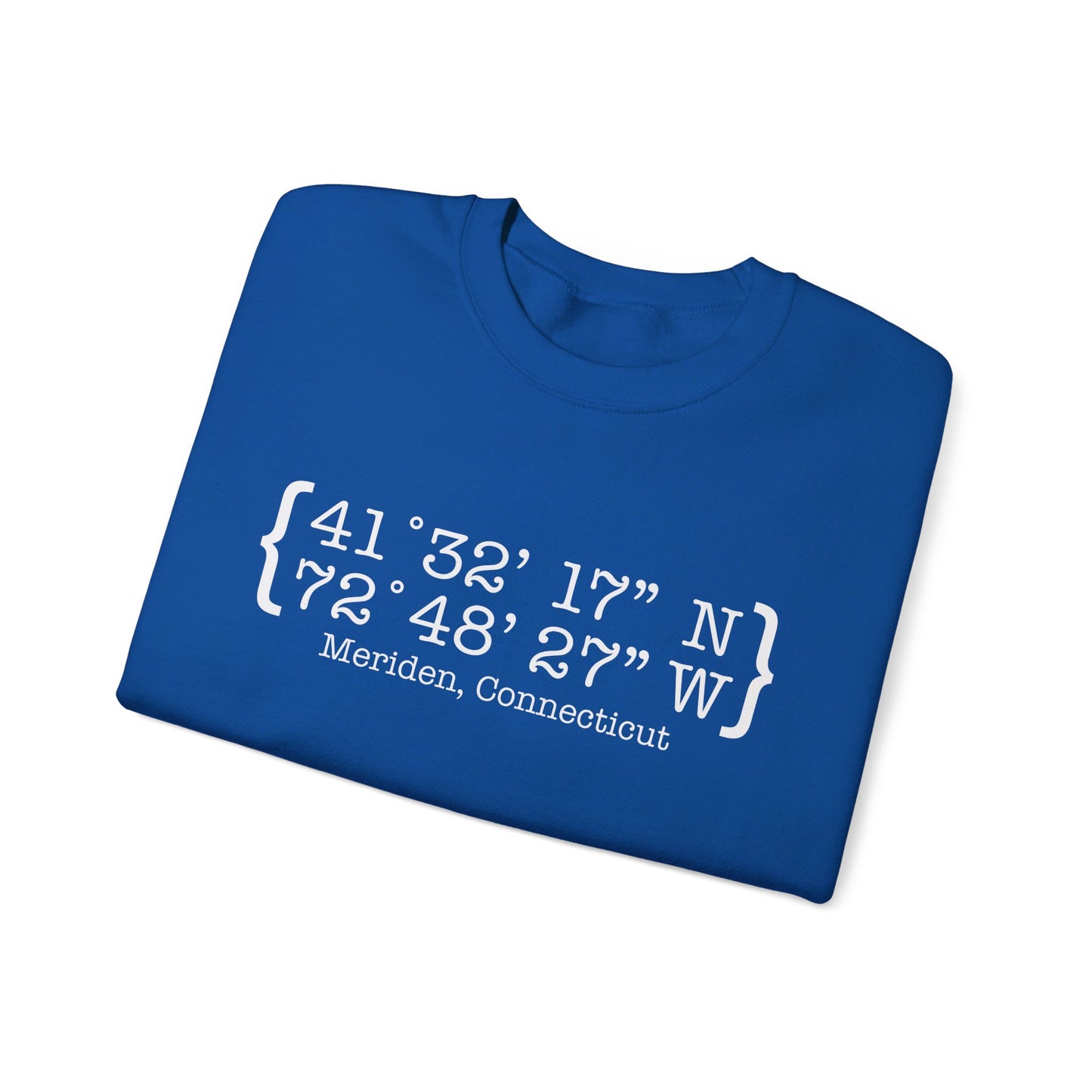 Meriden Coordinates // Meriden Connecticut unisex sweatshirts  // finding connecticut 