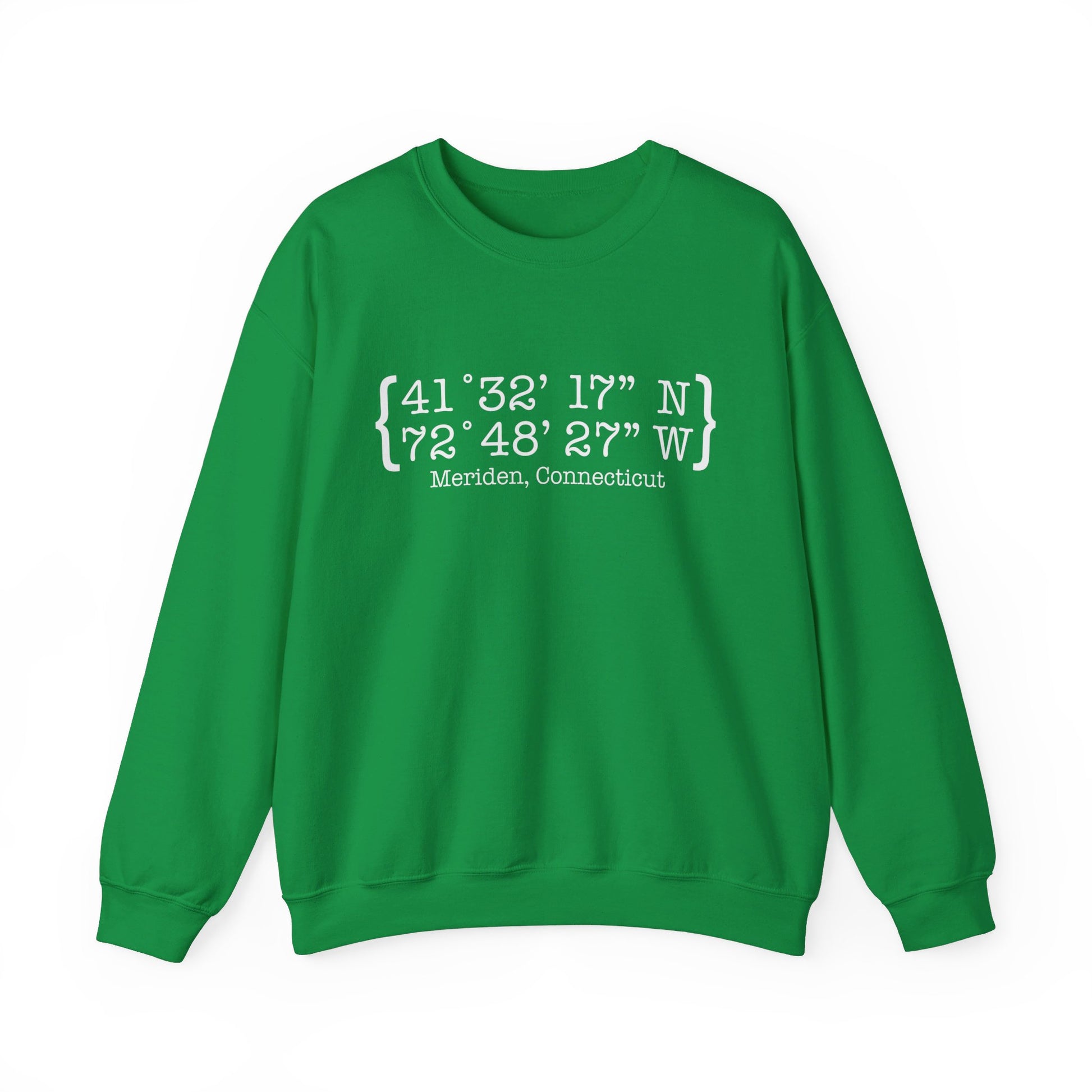 Meriden Coordinates // Meriden Connecticut unisex sweatshirts  // finding connecticut 