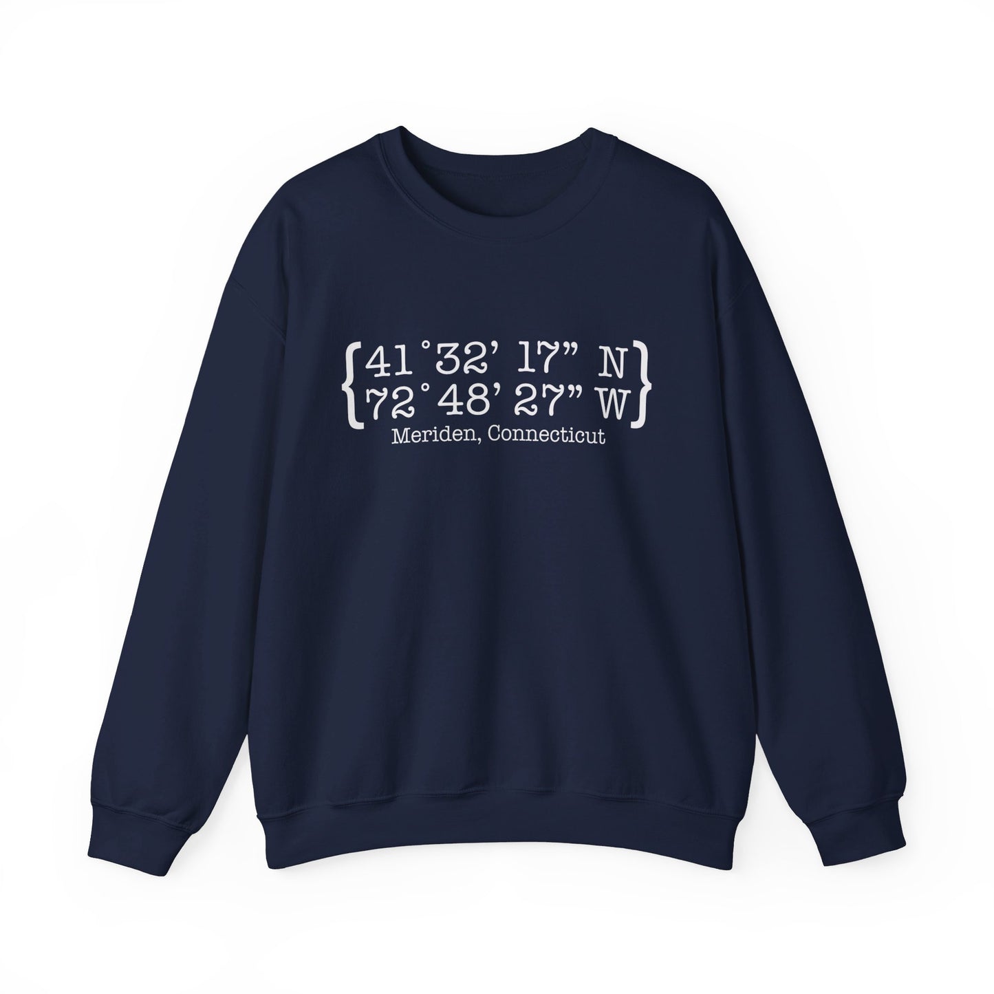 Meriden Coordinates // Meriden Connecticut unisex sweatshirts  // finding connecticut 