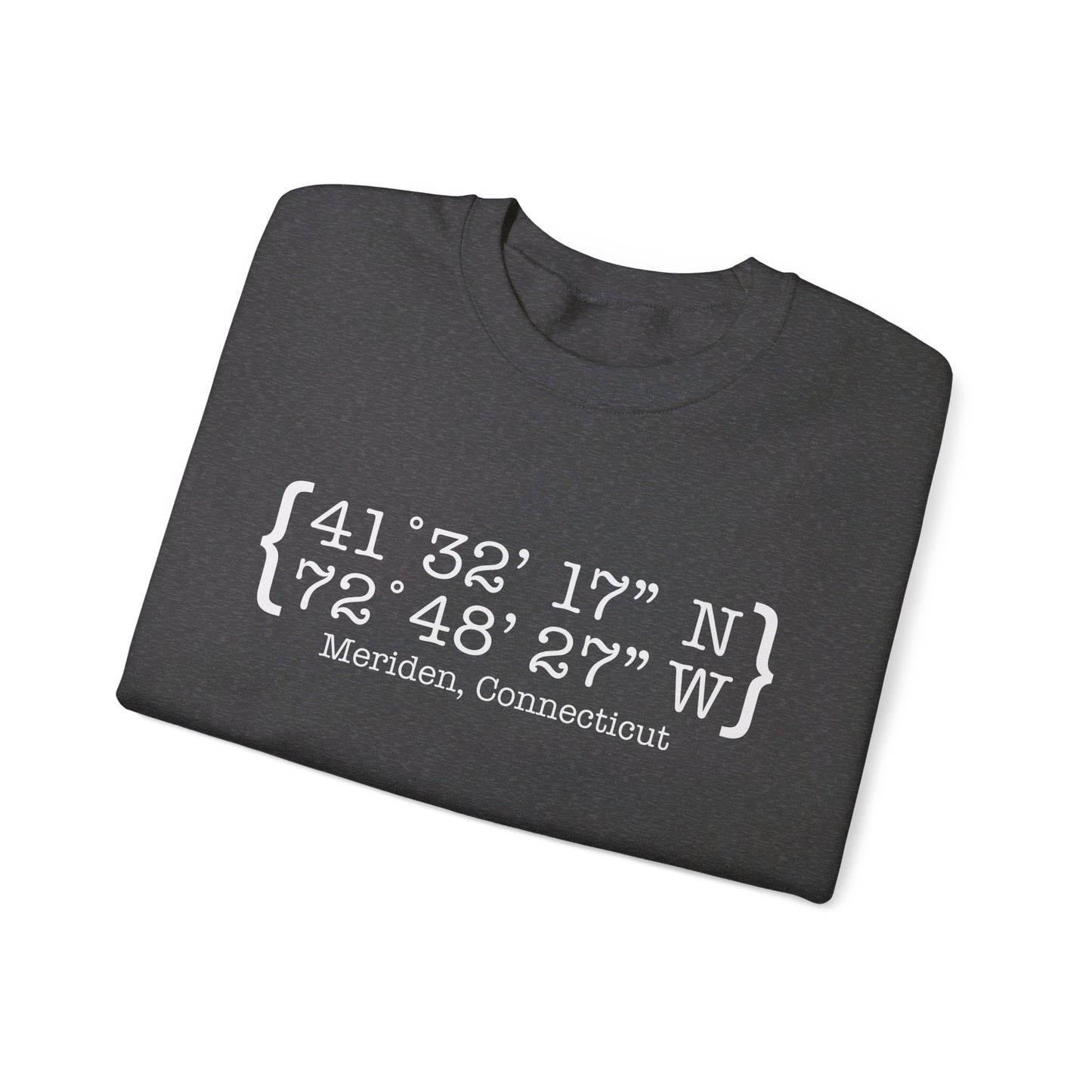 Meriden Coordinates // Meriden Connecticut unisex sweatshirts  // finding connecticut 