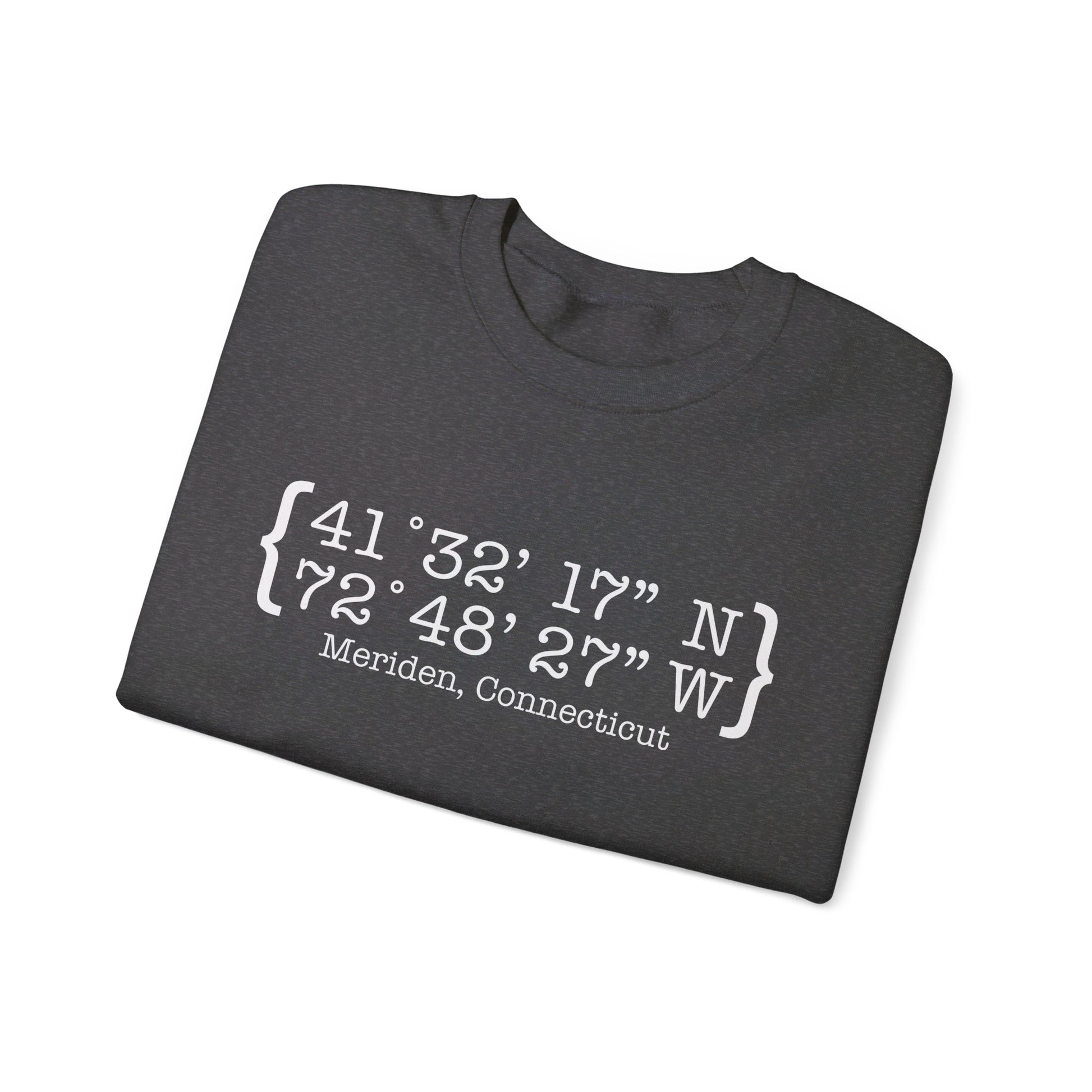 Meriden Coordinates // Meriden Connecticut unisex sweatshirts  // finding connecticut 