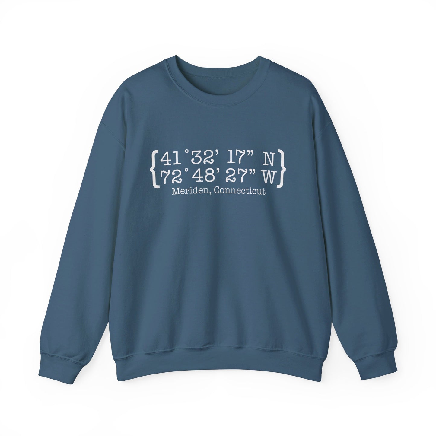 Meriden Coordinates // Meriden Connecticut unisex sweatshirts  // finding connecticut 