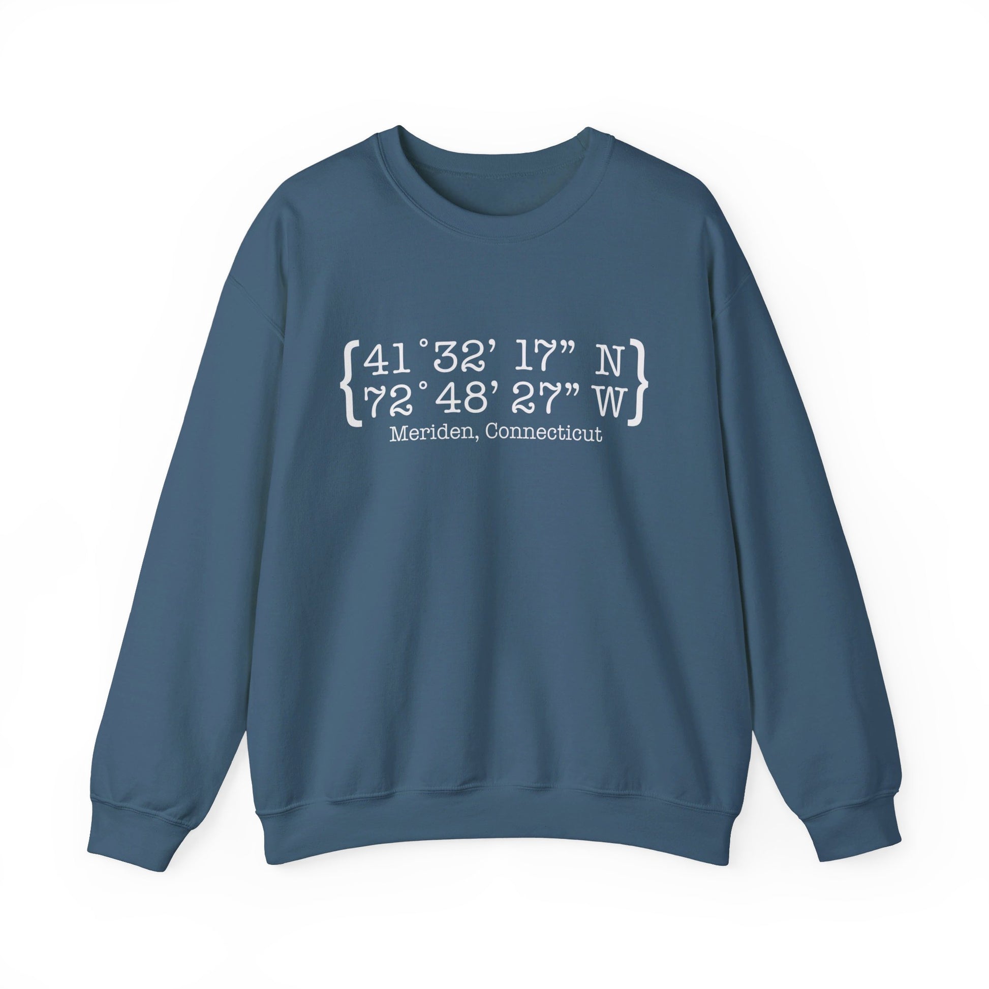 Meriden Coordinates // Meriden Connecticut unisex sweatshirts  // finding connecticut 