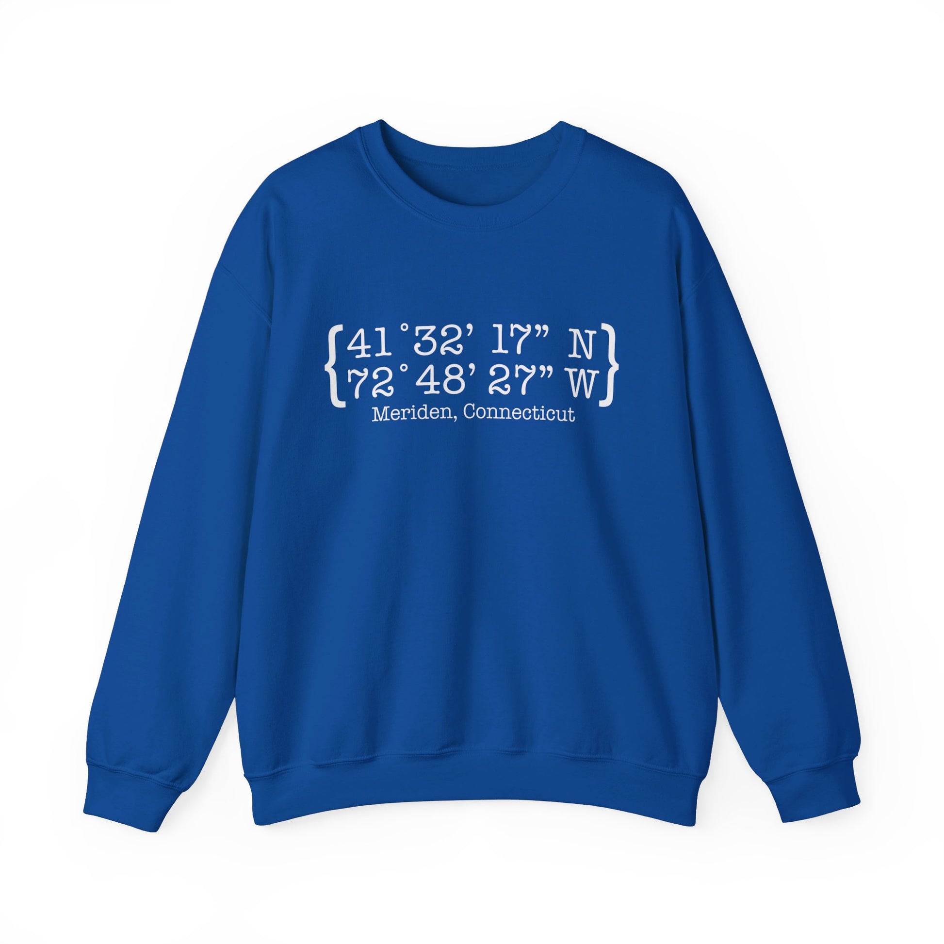 Meriden Coordinates // Meriden Connecticut unisex sweatshirts  // finding connecticut 