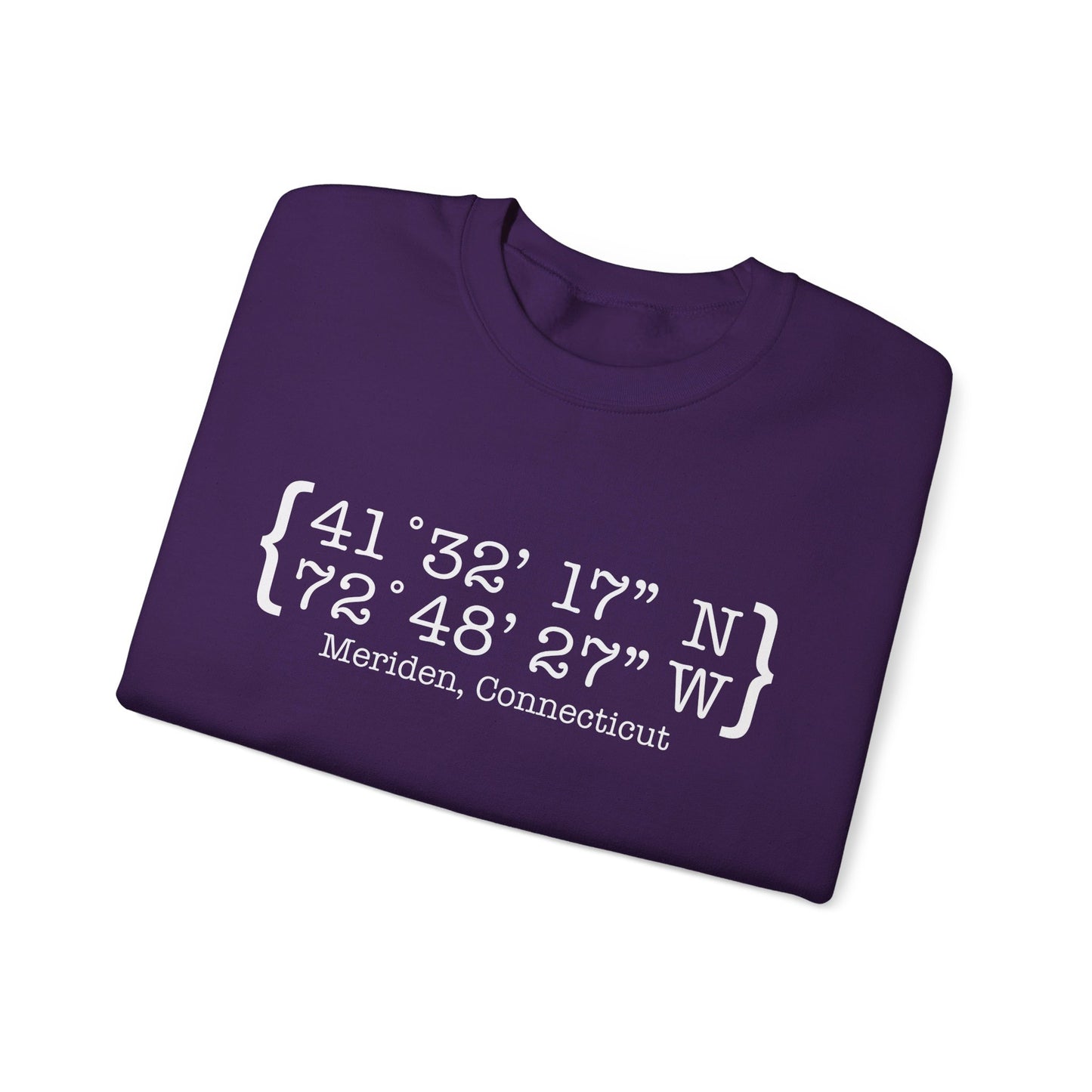 Meriden Coordinates // Meriden Connecticut unisex sweatshirts  // finding connecticut 
