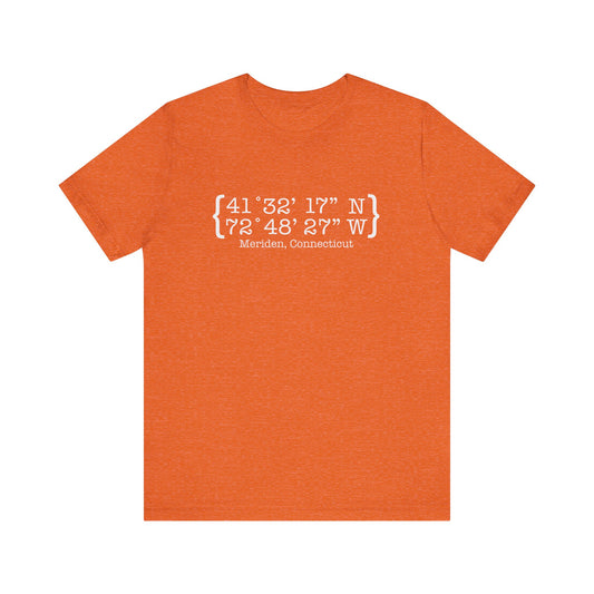Meriden Coordinates // Meriden Connecticut unisex t shirts  // finding connecticut 