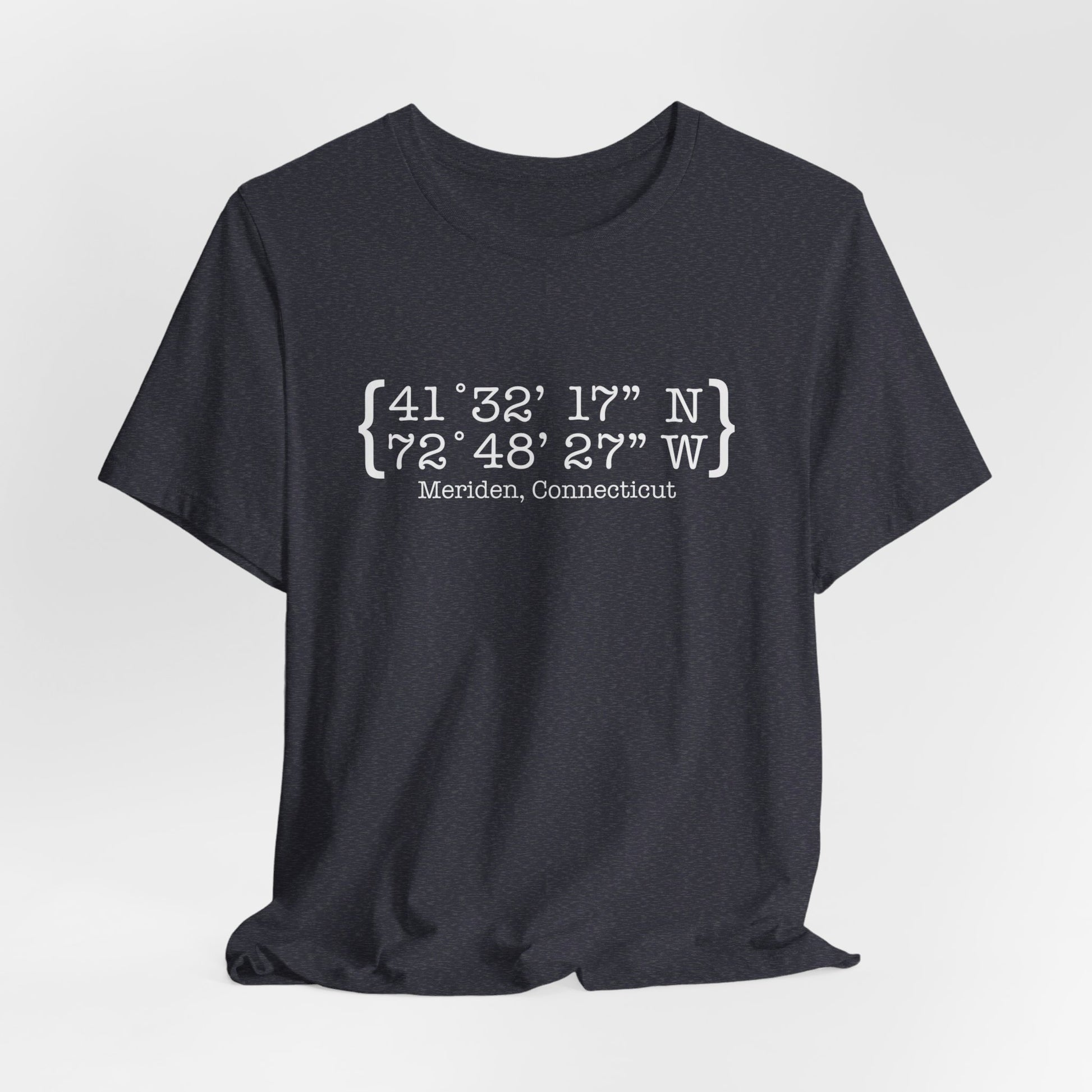 Meriden Coordinates // Meriden Connecticut unisex t shirts  // finding connecticut 