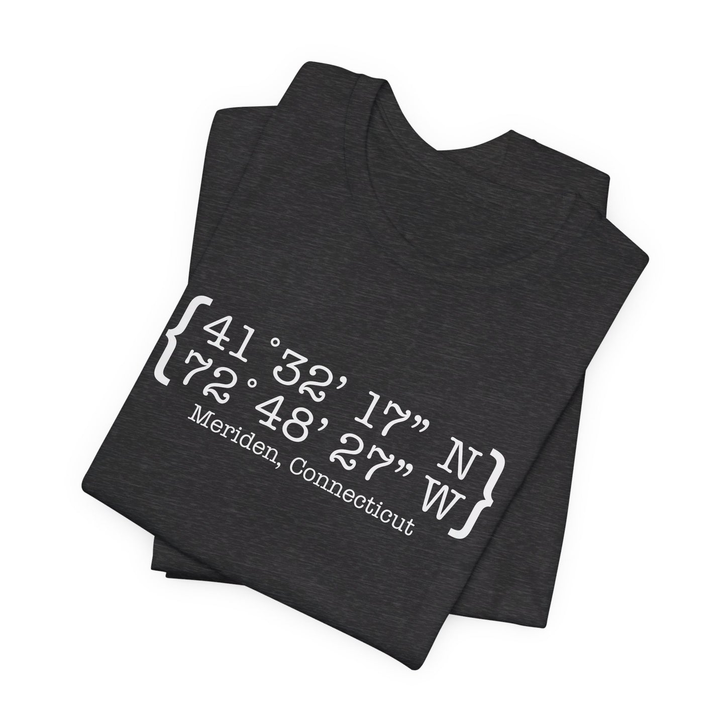 Meriden Coordinates // Meriden Connecticut unisex t shirts  // finding connecticut 
