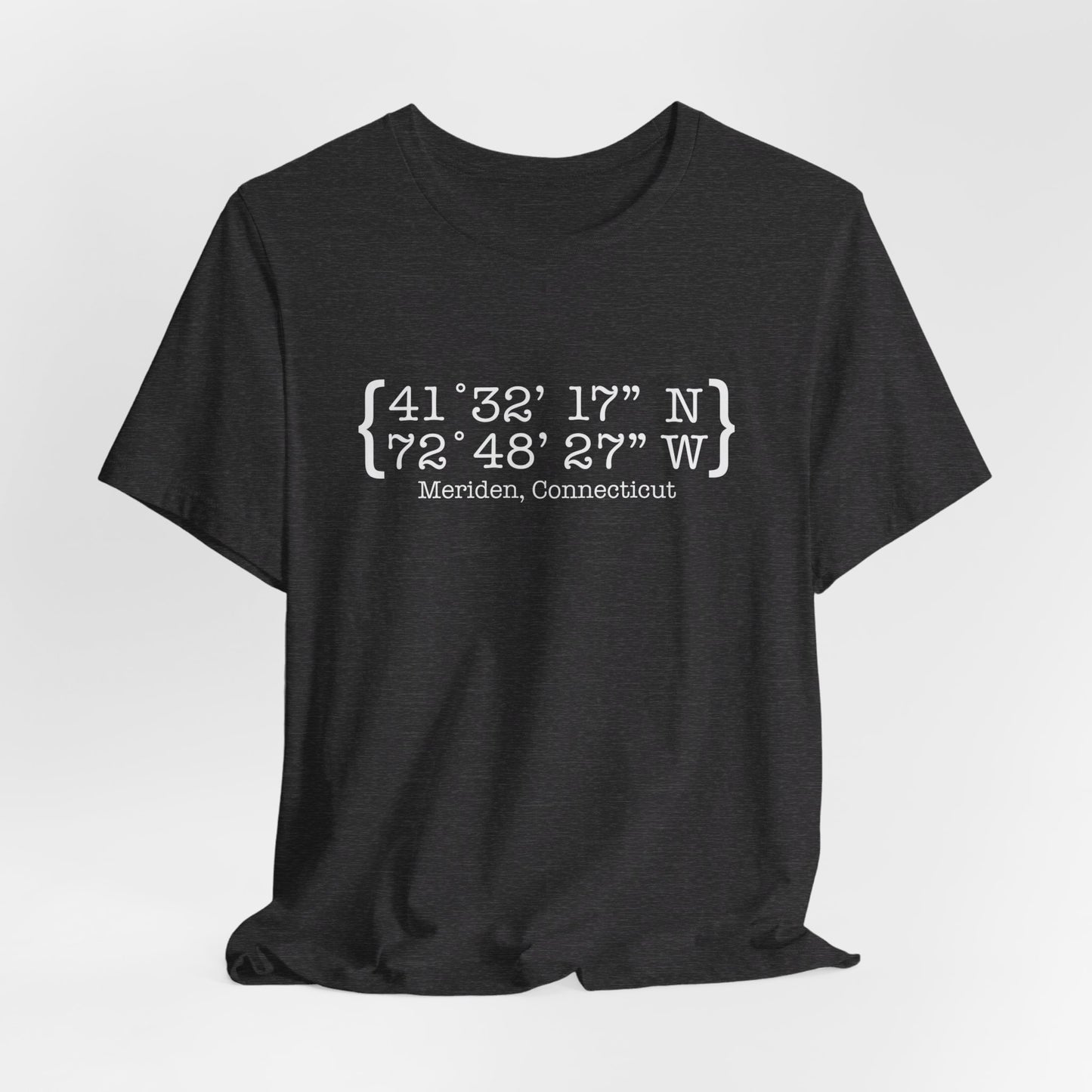 Meriden Coordinates // Meriden Connecticut unisex t shirts  // finding connecticut 