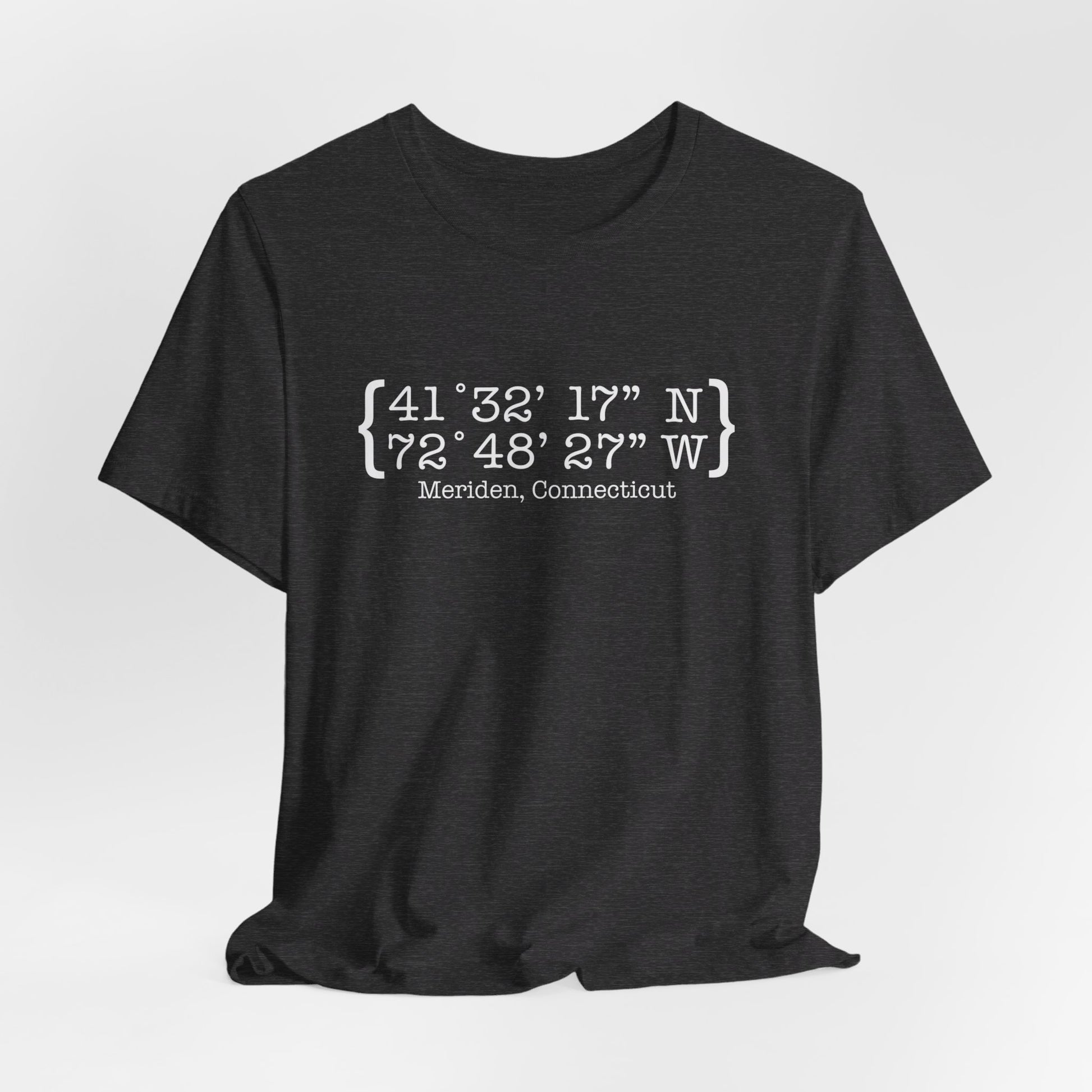 Meriden Coordinates // Meriden Connecticut unisex t shirts  // finding connecticut 