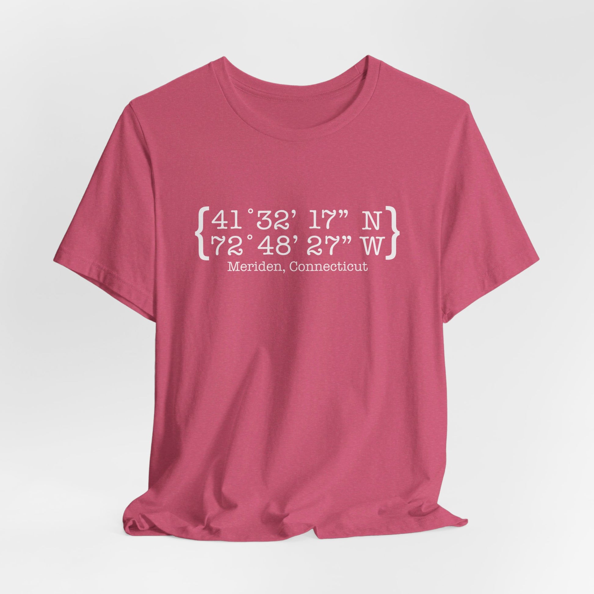 Meriden Coordinates // Meriden Connecticut unisex t shirts  // finding connecticut 