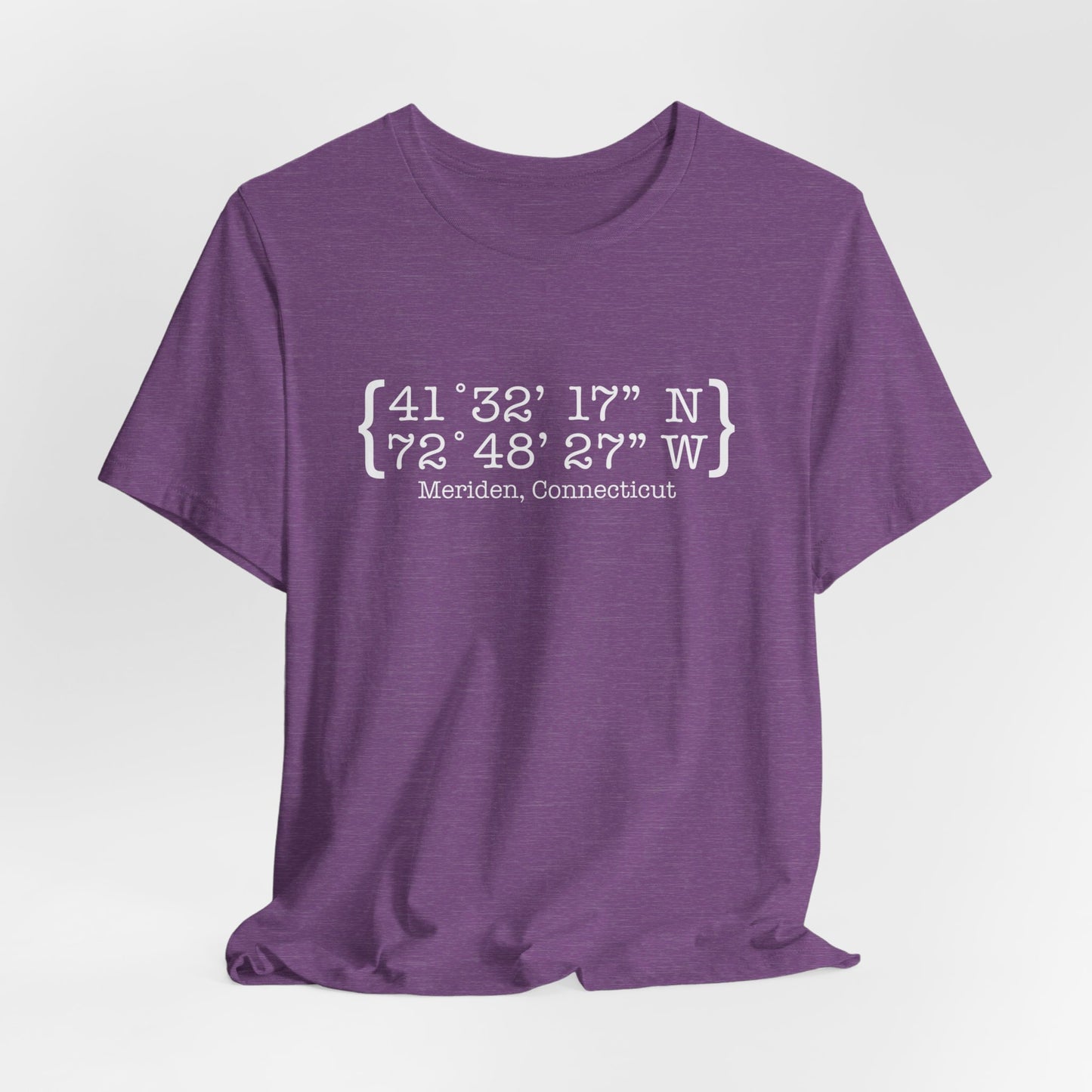 Meriden Coordinates // Meriden Connecticut unisex t shirts  // finding connecticut 