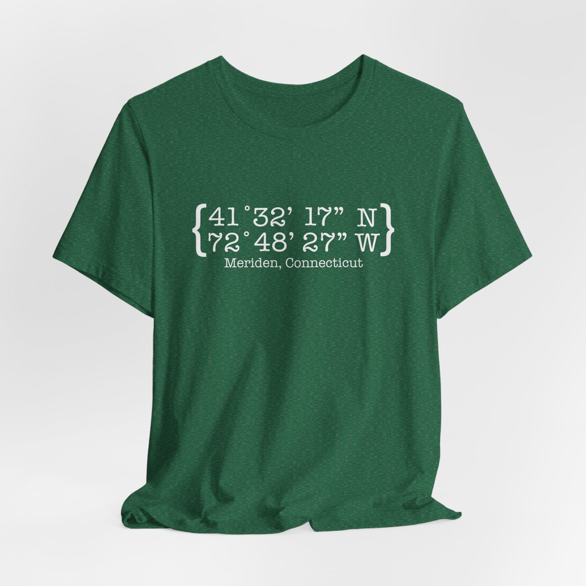 Meriden Coordinates // Meriden Connecticut unisex t shirts  // finding connecticut 