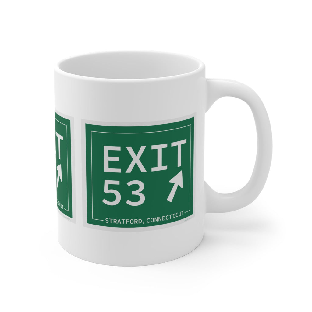 Merritt Parkway exit 53 mug - Stratford connecticut gift and merch by finding connecticut 