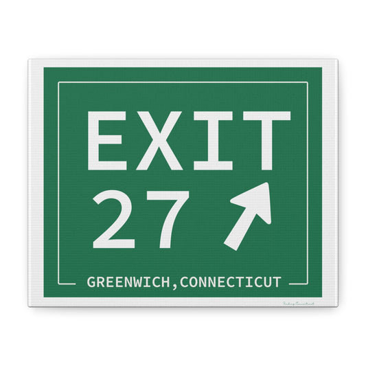Merritt Parkway Exit 27 art decor - Greenwich Connecticut gifts and merch by Finding Connecticut 