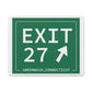 Merritt Parkway Exit 27 art decor - Greenwich Connecticut gifts and merch by Finding Connecticut 