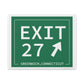 Merritt Parkway Exit 27 art decor - Greenwich Connecticut gifts and merch by Finding Connecticut 