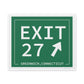 Merritt Parkway Exit 27 art decor - Greenwich Connecticut gifts and merch by Finding Connecticut 