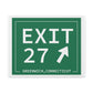 Merritt Parkway Exit 27 art decor - Greenwich Connecticut gifts and merch by Finding Connecticut 