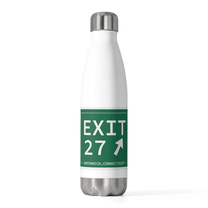 Merritt Parkway Exit 27 water bottle - greeniwch connecticut gifts and merch by Finidng Connecticut 