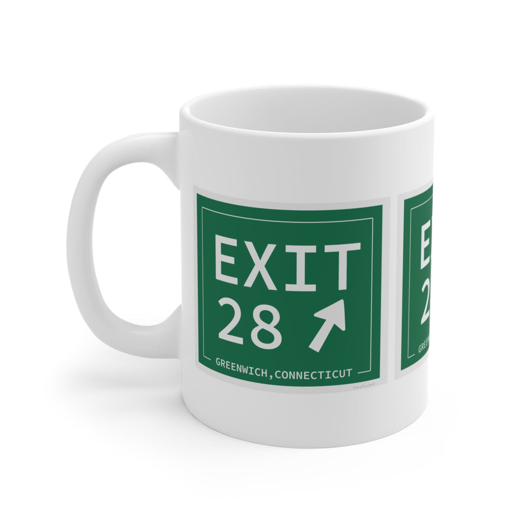 Merritt Parkway Exit 28 Mug - Greenwich Connecticut gifts and merch by Finding Connecticut 