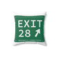 Merritt Parkway Exit 28 decor pillow - Greenwich Connecticut gifts and merch by Finding Connecticut 