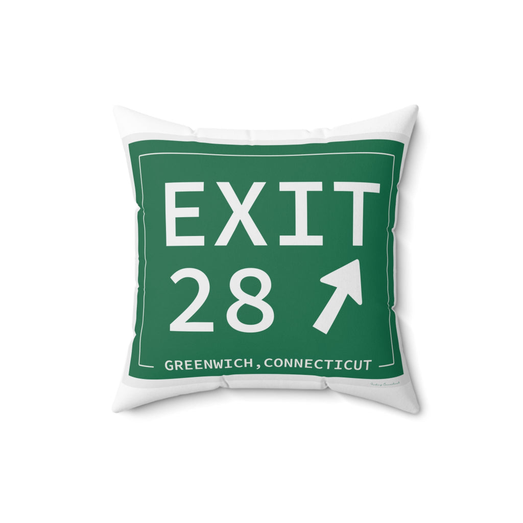 Merritt Parkway Exit 28 decor pillow - Greenwich Connecticut gifts and merch by Finding Connecticut 