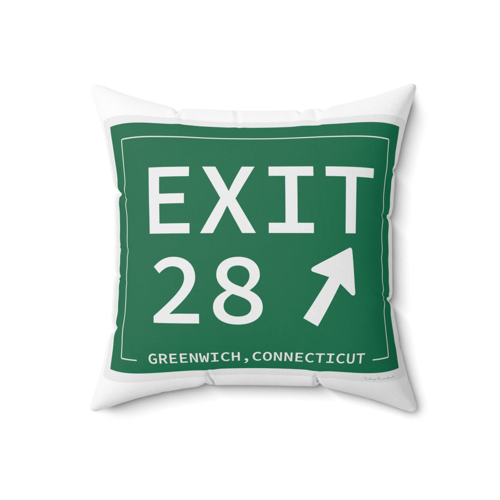 Merritt Parkway Exit 28 decor pillow - Greenwich Connecticut gifts and merch by Finding Connecticut 