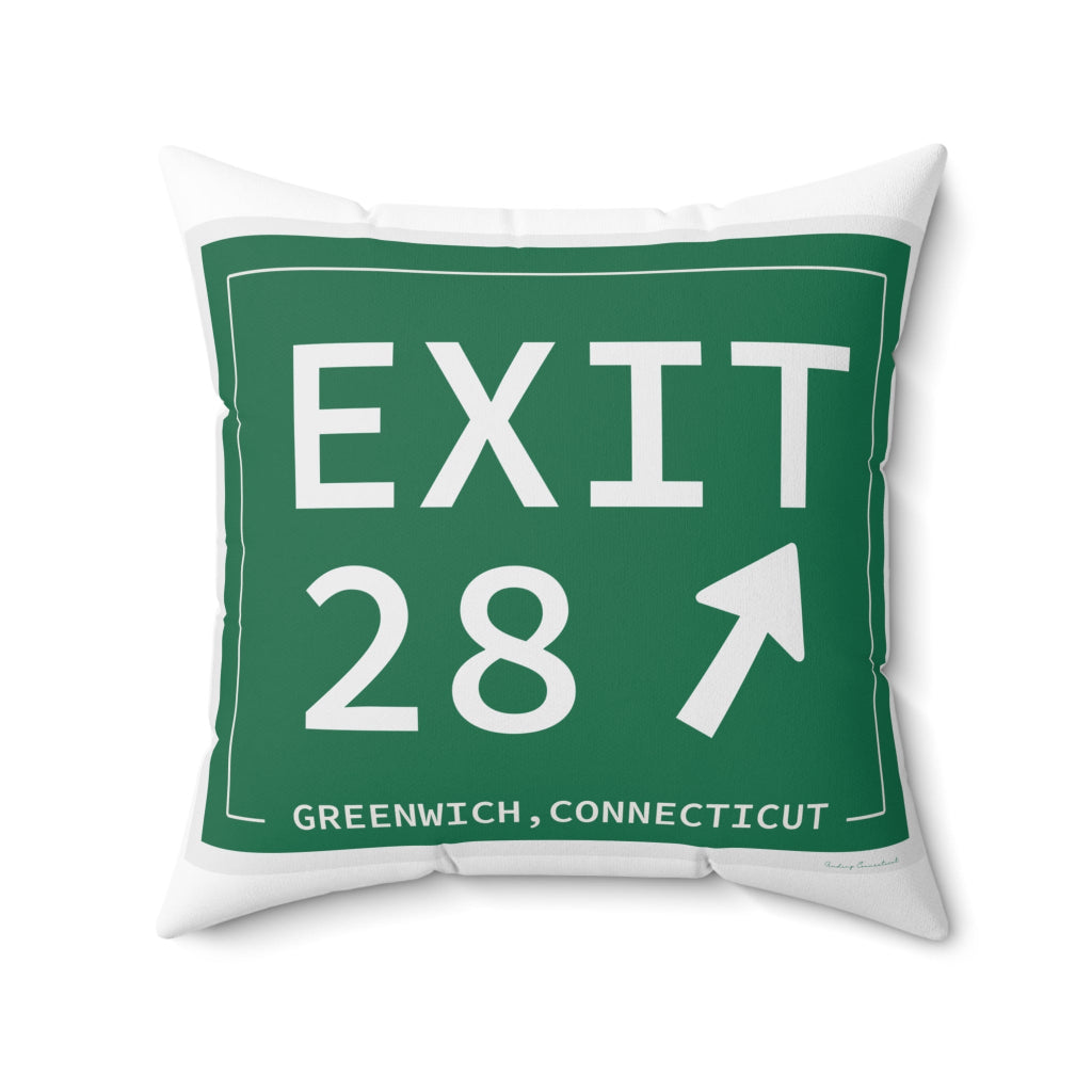 Merritt Parkway Exit 28 decor pillow - Greenwich Connecticut gifts and merch by Finding Connecticut 