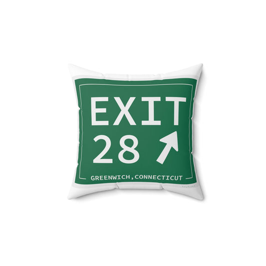 Merritt Parkway Exit 28 decor pillow - Greenwich Connecticut gifts and merch by Finding Connecticut 