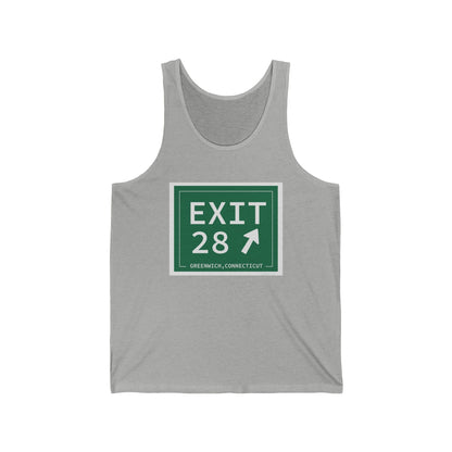 Merritt Parkway Exit 28 unisex tank top shirt - Merritt Parkway and Greenwich Connecticut gifts and merch by Finding Connecticut 