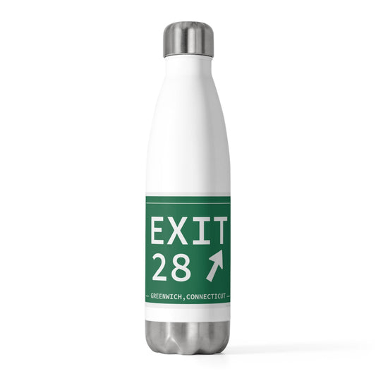 Merritt Parkway Exit 28 water bottle - Greenwich Connecticut gifts and merch by Finding Connecticut 