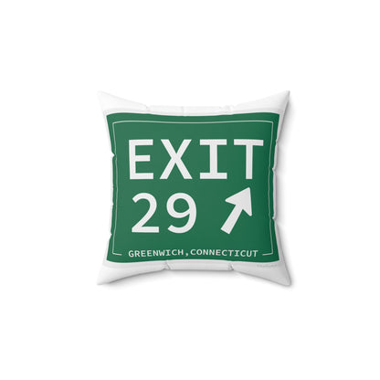 Merritt Parkway Exit 29 decor pillow - Greenwich Connecticut gifts and merch by Finding Connecticut 
