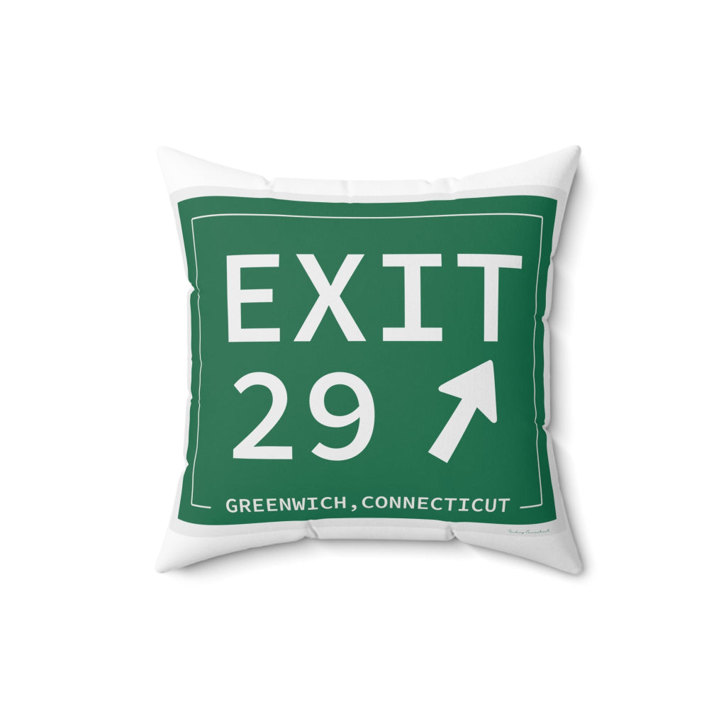 Merritt Parkway Exit 29 decor pillow - Greenwich Connecticut gifts and merch by Finding Connecticut 