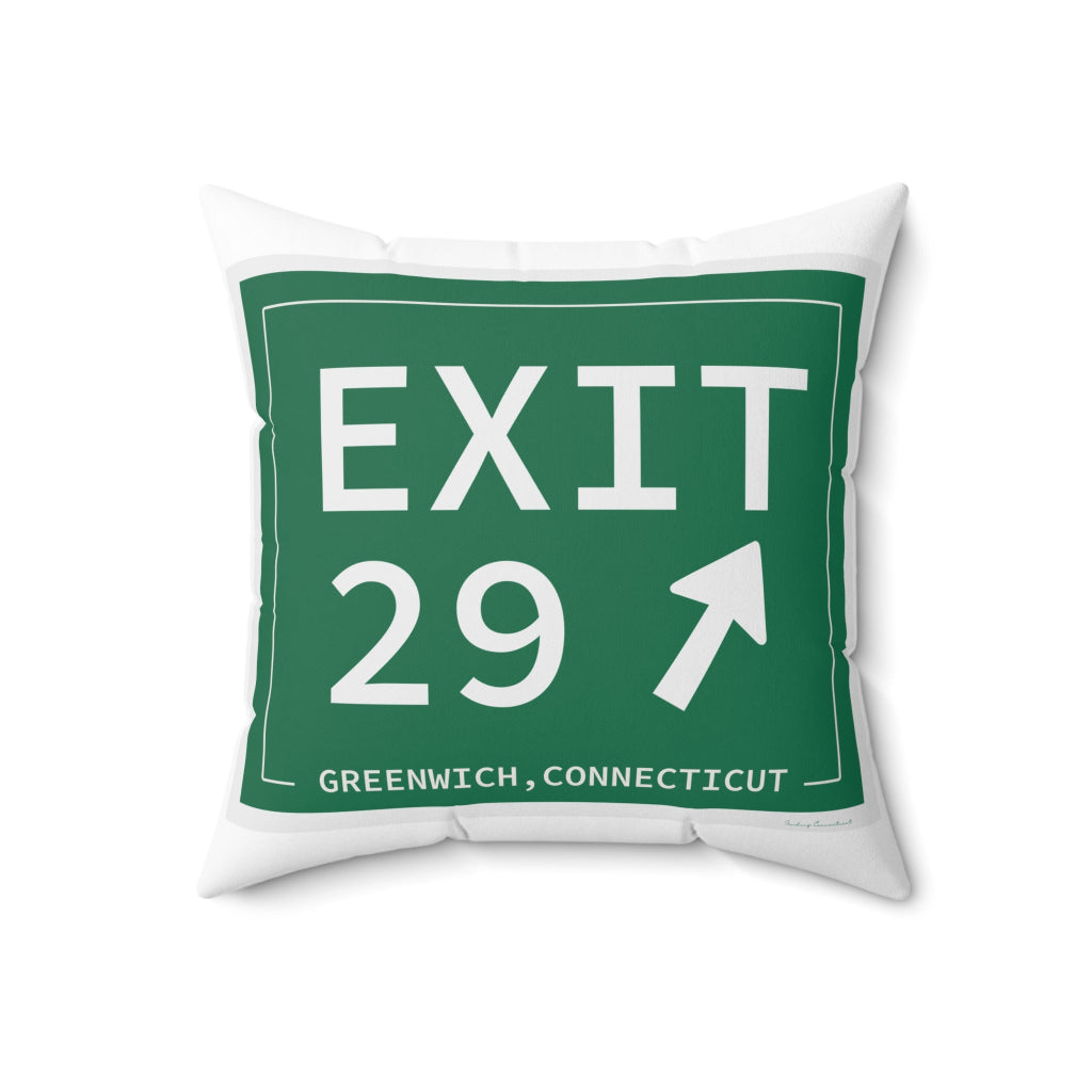 Merritt Parkway Exit 29 decor pillow - Greenwich Connecticut gifts and merch by Finding Connecticut 