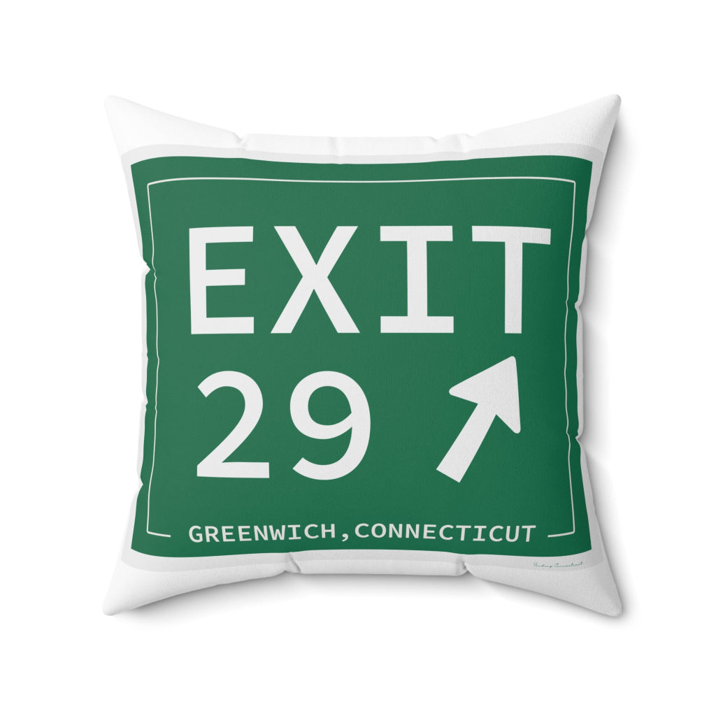 Merritt Parkway Exit 29 decor pillow - Greenwich Connecticut gifts and merch by Finding Connecticut 