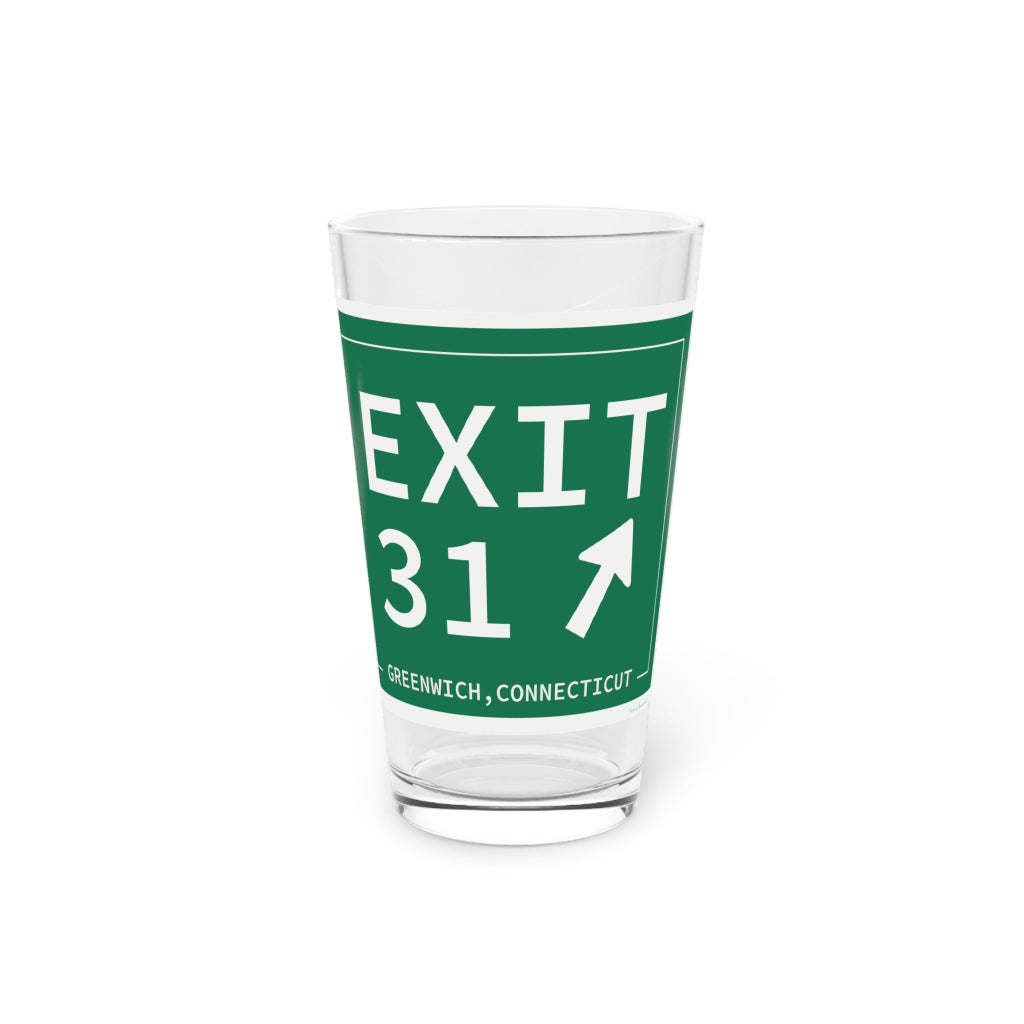 Merritt Parkway Exit 31 pint glass -greenwich connecticut gifts and merch by  Finding Connecticut
