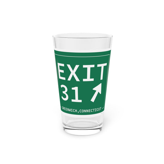 Merritt Parkway Exit 31 pint glass -greenwich connecticut gifts and merch by  Finding Connecticut