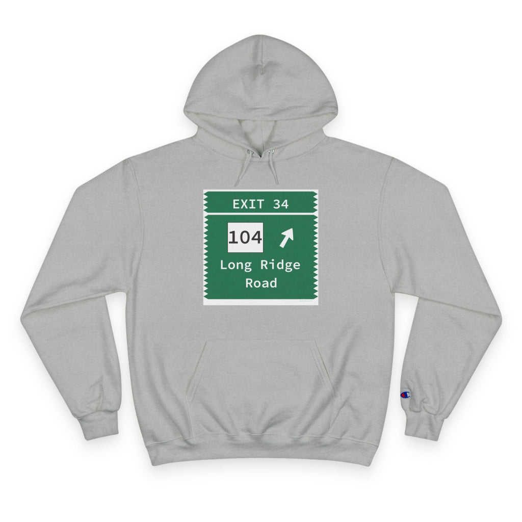 Merritt Parkway Exit 34 Champion Hoodie Sweatshirt - Stamford Connecticut gifts and merch by Finding Connecticut 