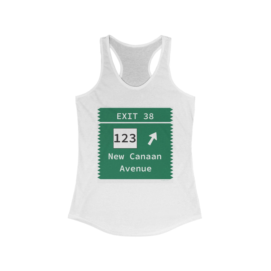 Merritt Parkway Exit 38 womens tank top shirt - New canaan Connecticut gifts and merch by Finding connecticut 