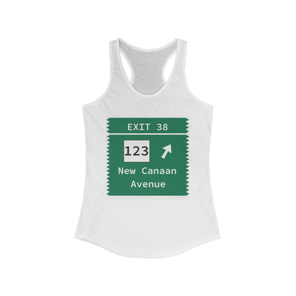 Merritt Parkway Exit 38 womens tank top shirt - New canaan Connecticut gifts and merch by Finding connecticut 
