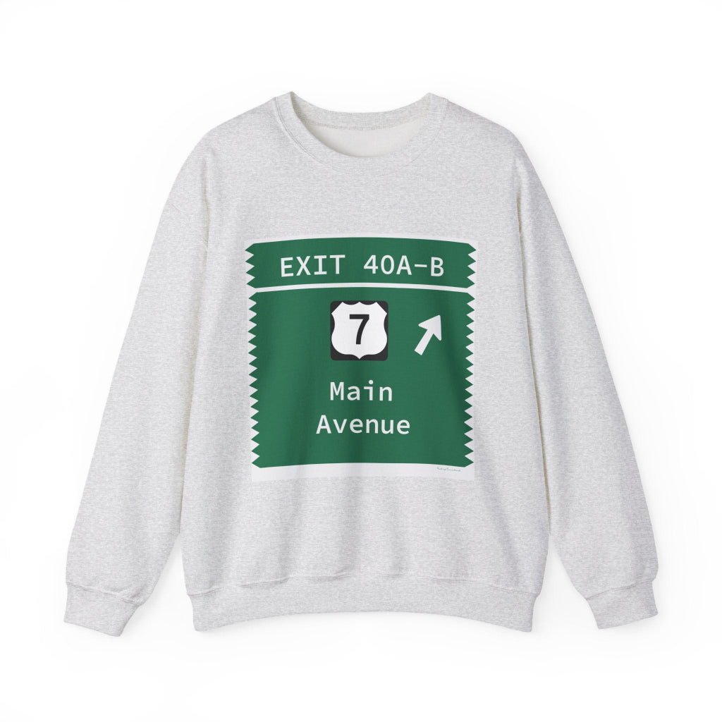 Merritt Parkway Exit 40A-B sweatshirt -  Merritt Parkway and Norwalk Connecticut gifts and merch by Finding Connecticut 