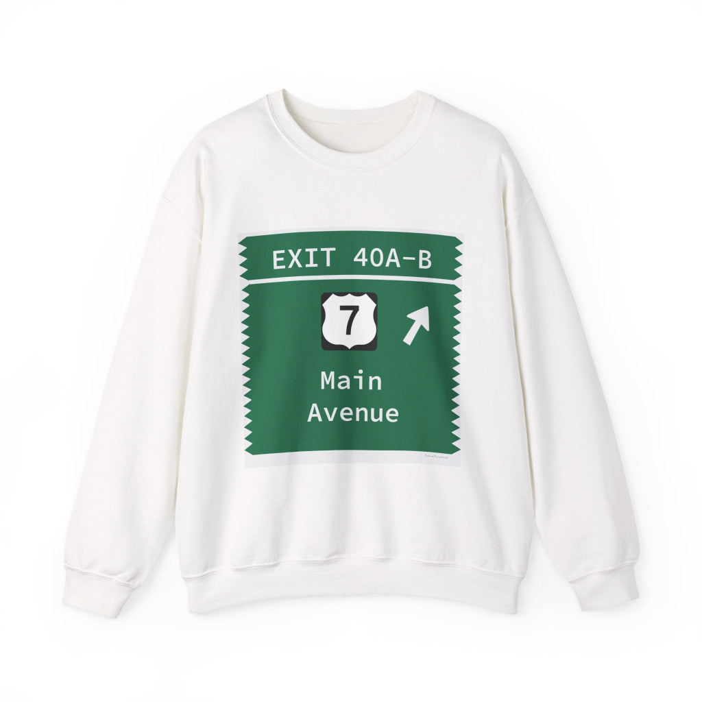Merritt Parkway Exit 40A-B sweatshirt -  Merritt Parkway and Norwalk Connecticut gifts and merch by Finding Connecticut 