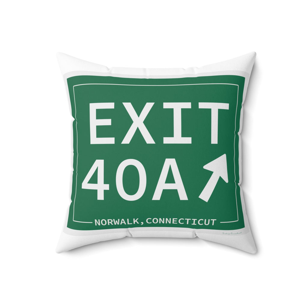 Merritt Parkway Exit 40A  decor pillow - Norwalk  Connecticut gifts and merch by Finding Connecticut 