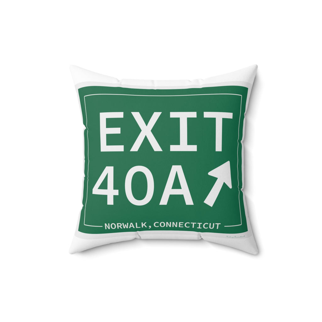 Merritt Parkway Exit 40A  decor pillow - Norwalk  Connecticut gifts and merch by Finding Connecticut 