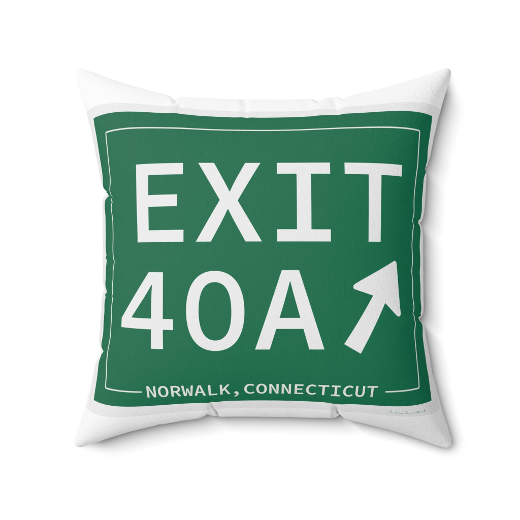 Merritt Parkway Exit 40A  decor pillow - Norwalk  Connecticut gifts and merch by Finding Connecticut 