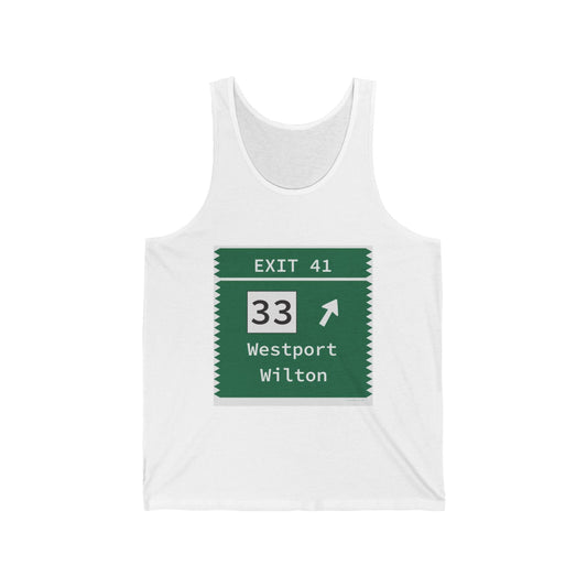 Merritt Parkway Exit 41 unisex tank top shirt -Westport Connecticut gifts and merch by Finding Connecticut