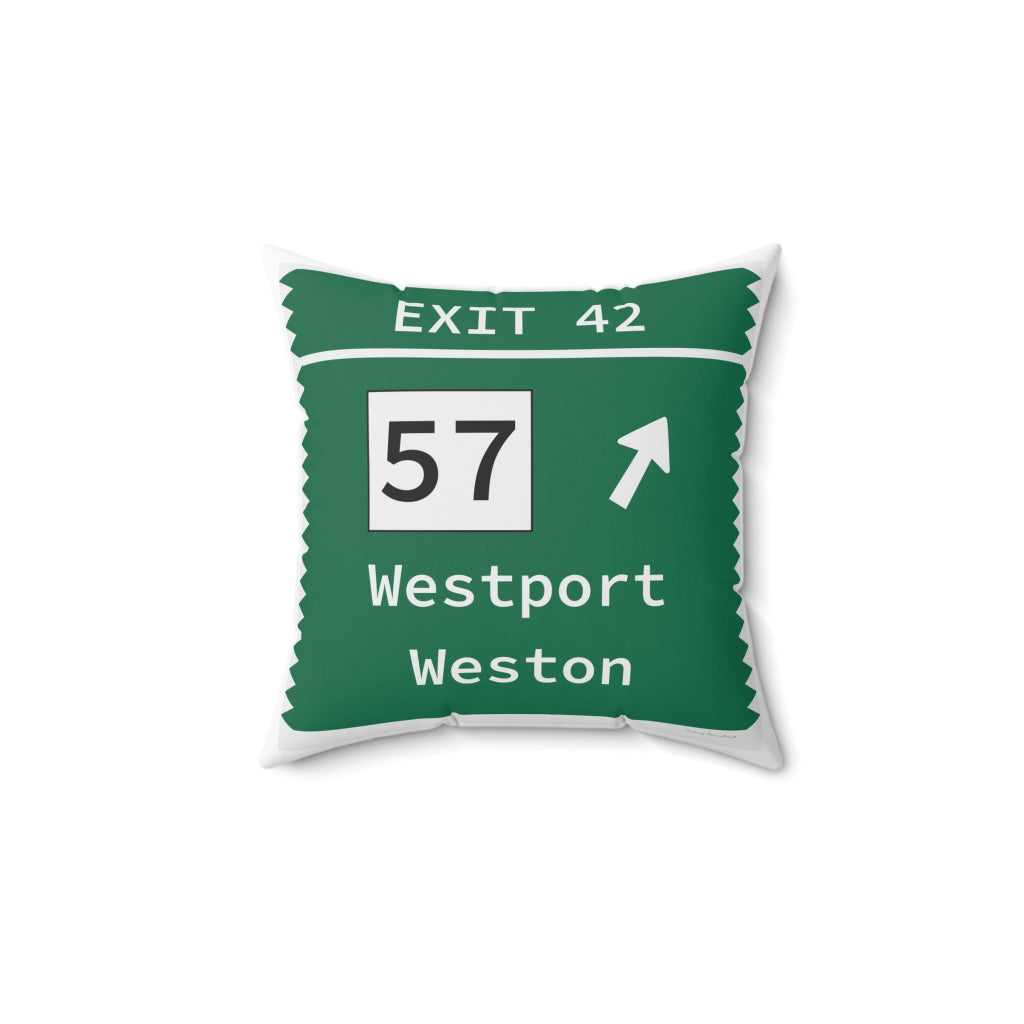 Merritt Parkway Exit 42 decor pillow - Merritt Parkway and Westport Connecticut gifts and merch by Finding Connecticut 