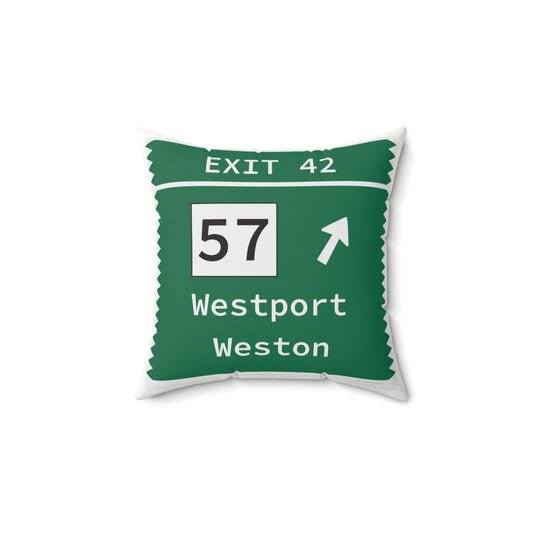 Merritt Parkway Exit 42 decor pillow - Merritt Parkway and Westport Connecticut gifts and merch by Finding Connecticut 