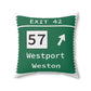 Merritt Parkway Exit 42 decor pillow - Merritt Parkway and Westport Connecticut gifts and merch by Finding Connecticut 